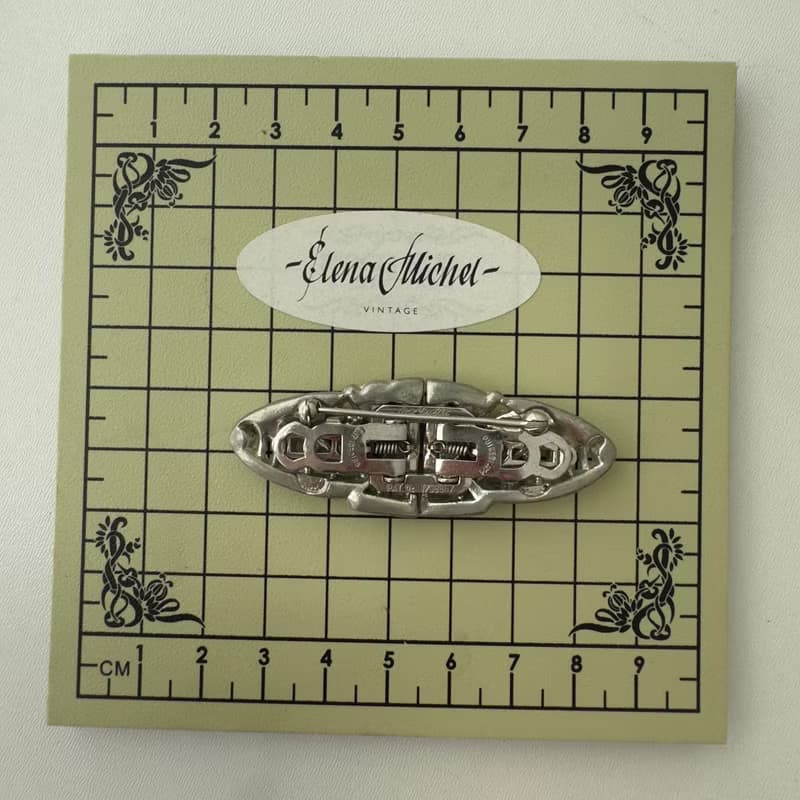 Antique USA Coro Duette Brooch Signed Patented Rhodium Plated Art Deco 1930s