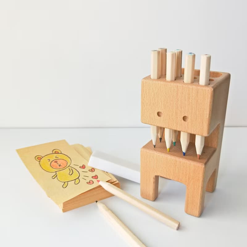 【獨家設計】禮物 畫筆 筆  牙怪筆筒 附8支筆