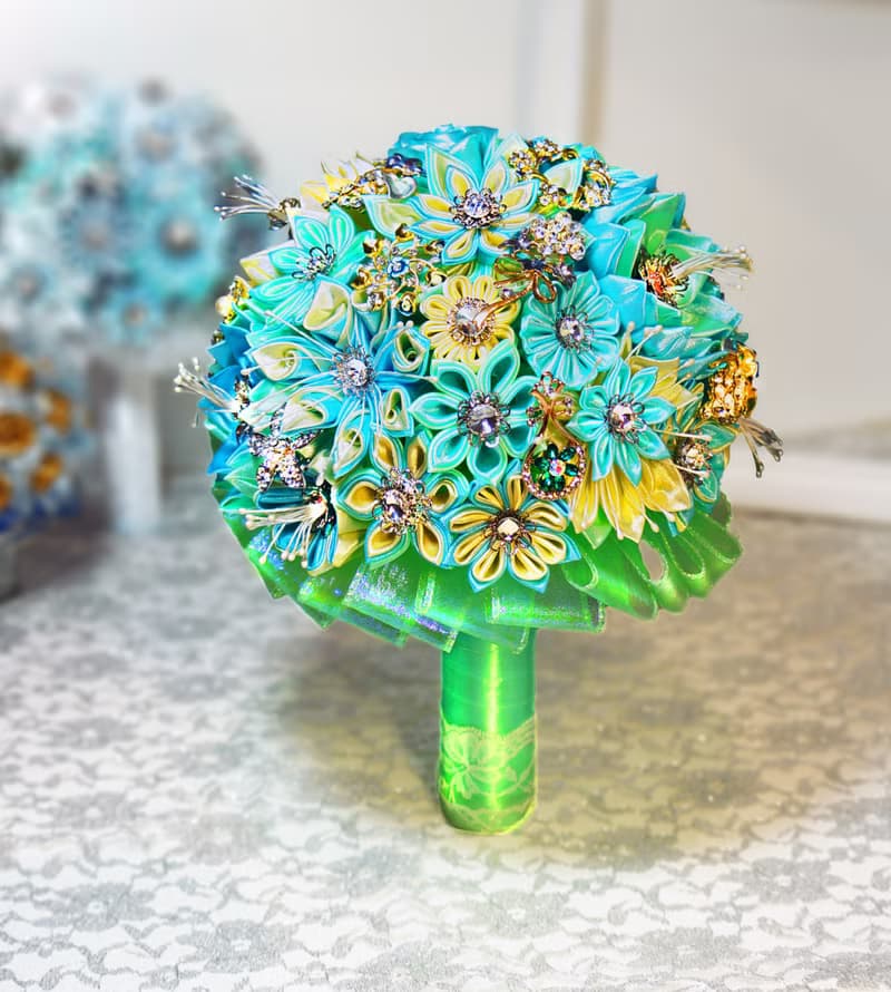 珠寶捧花神話系-仲夏夜之夢純手工珍珠緞帶水鑽花束
