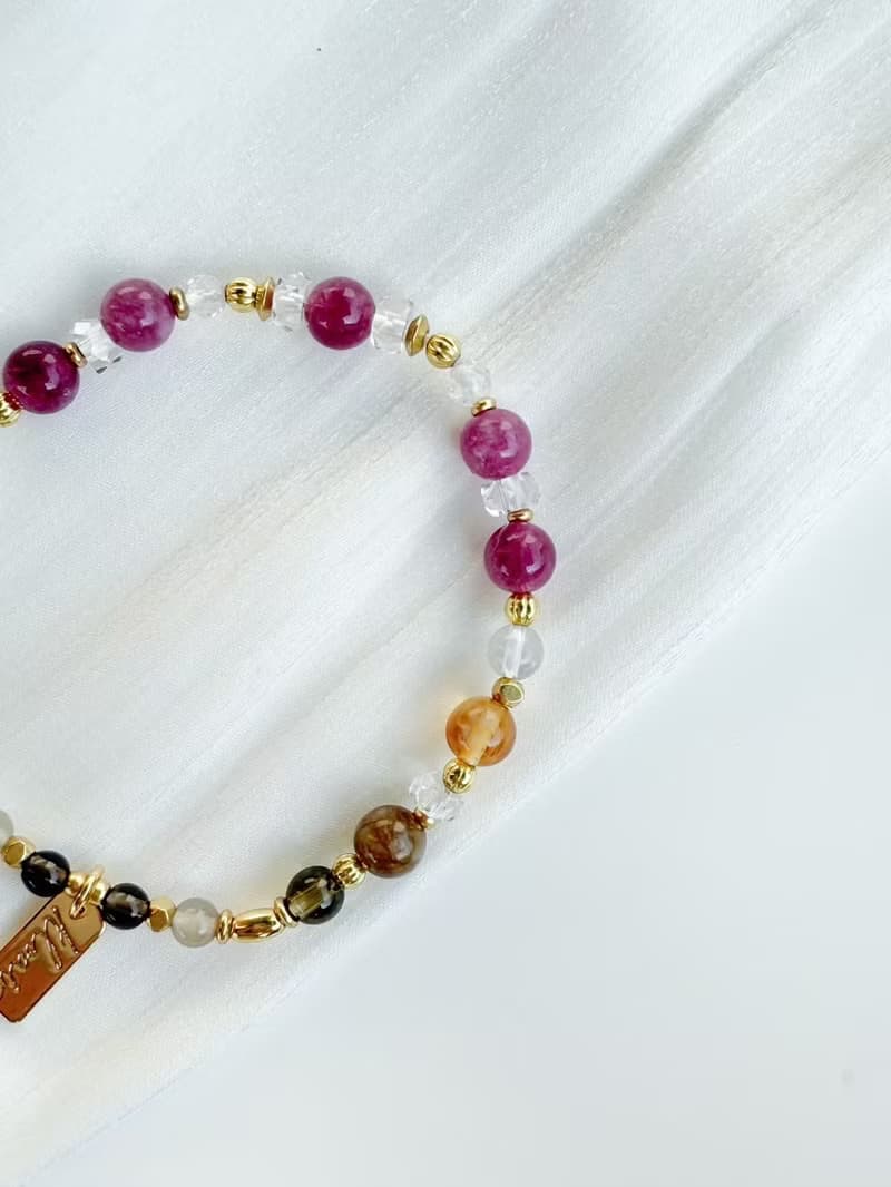 【紫微手鍊- 天府星】碧璽 茶晶 水晶手鍊 / 贈水晶碎石 /