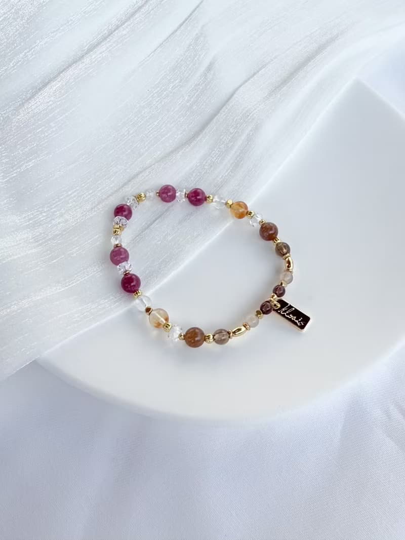 【紫微手鍊- 天府星】碧璽 茶晶 水晶手鍊 / 贈水晶碎石 /