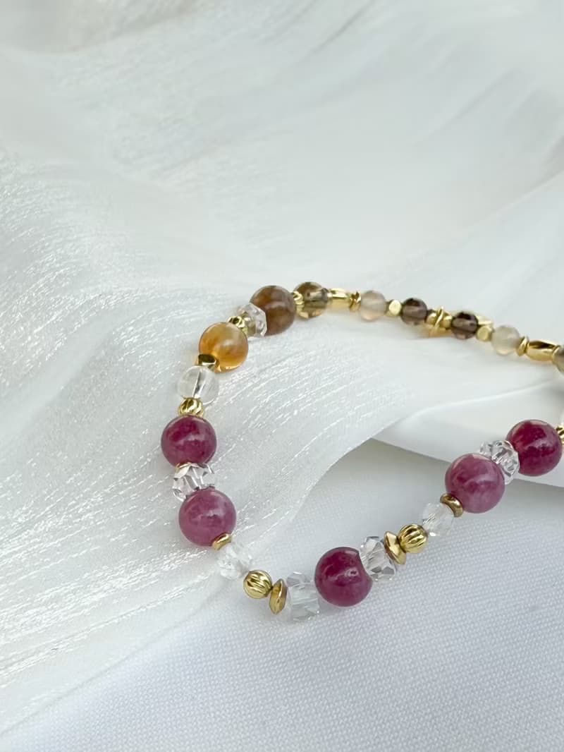 【紫微手鍊- 天府星】碧璽 茶晶 水晶手鍊 / 贈水晶碎石 /