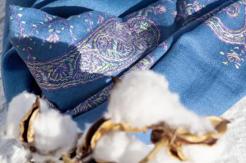 保暖 暖暖 露營必備 登山必備 外出海邊 下雪 喀什米爾Cashmere/羊絨圍巾/純羊毛圍巾披巾/戒指絨披肩-刺繡花朵
