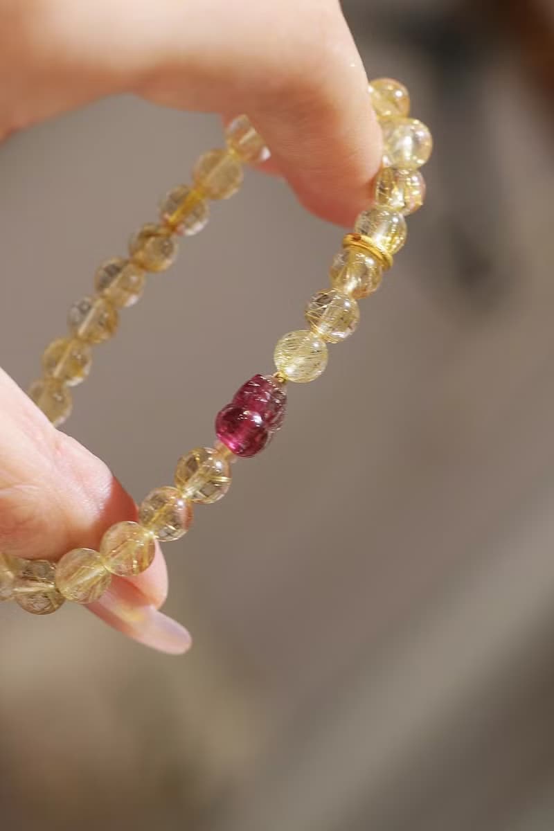 超強吸金 高品質金發晶細款輕奢風 發晶貔貅手鏈水晶手串男女禮物