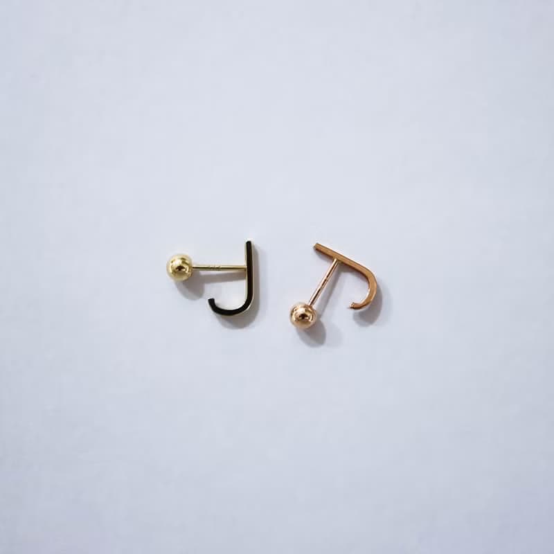 轉珠 14K J型耳環 黃K金 玫瑰金 鎖珠耳環