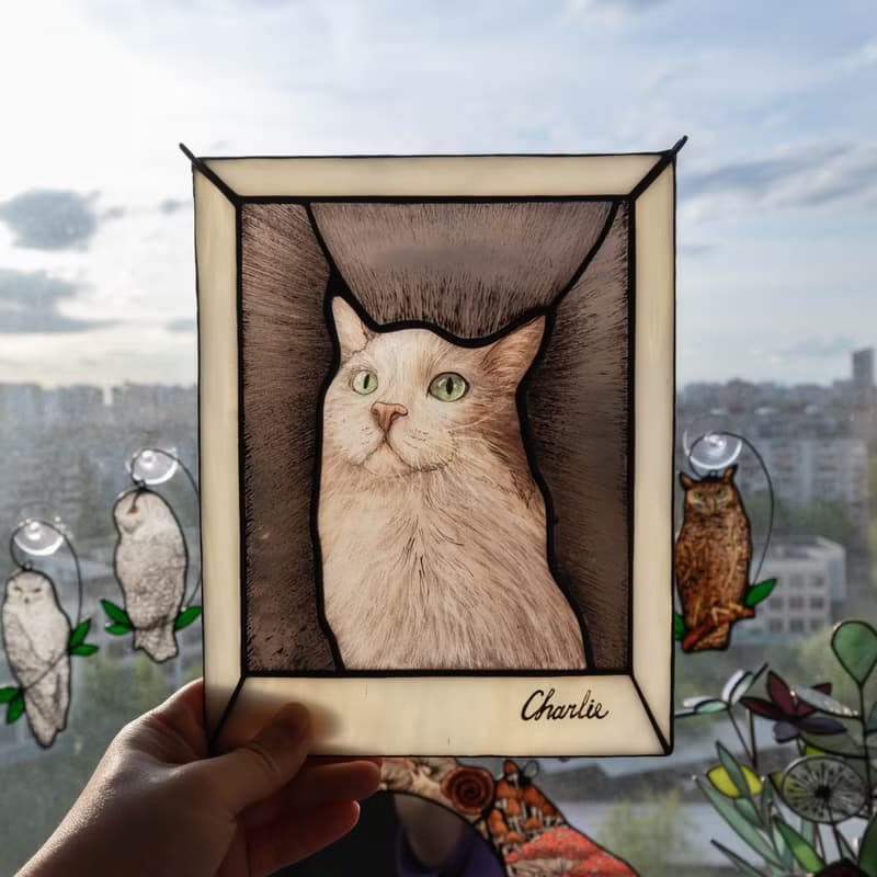 MADE TO ORDER Stained glass pet portrait