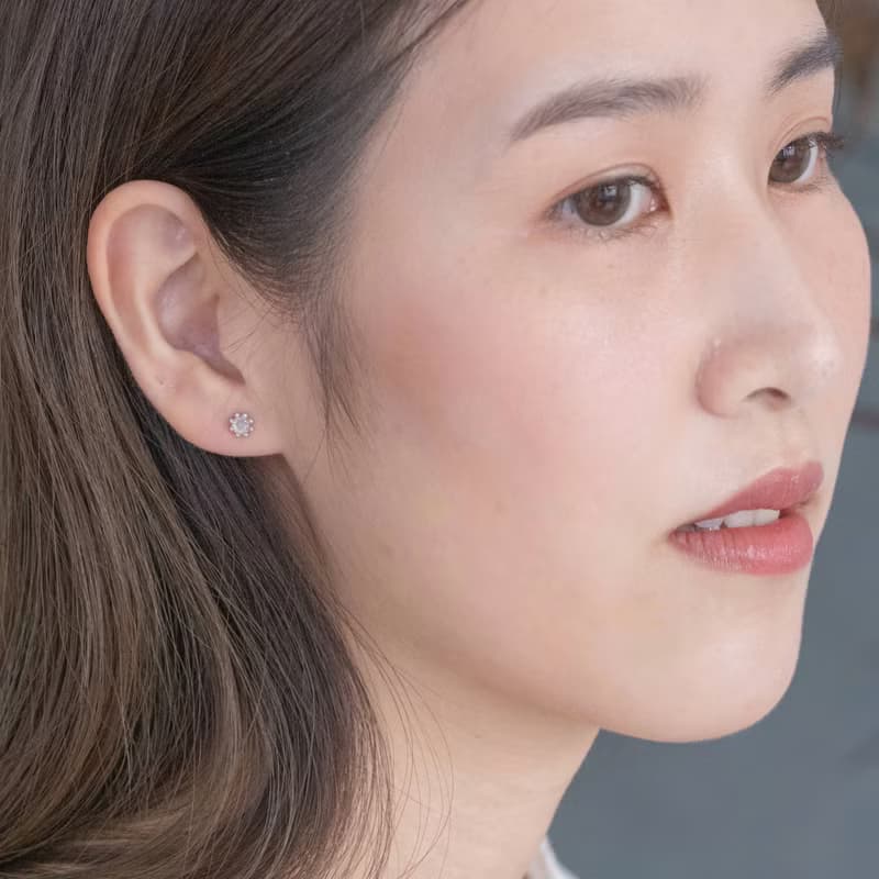蛋白石925純銀小煙花轉珠耳環