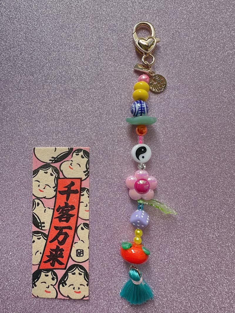 【新年禮物】琉璃 玻璃 橙 流蘇 電話包包手袋掛飾| 吊飾 y2k