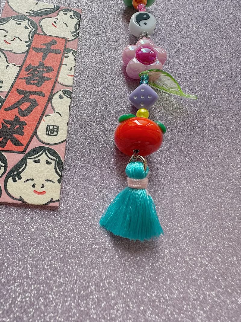 【新年禮物】琉璃 玻璃 橙 流蘇 電話包包手袋掛飾| 吊飾 y2k