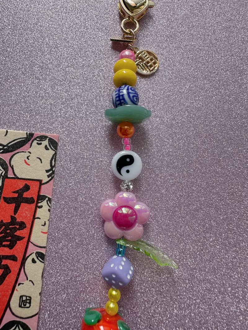 【新年禮物】琉璃 玻璃 橙 流蘇 電話包包手袋掛飾| 吊飾 y2k