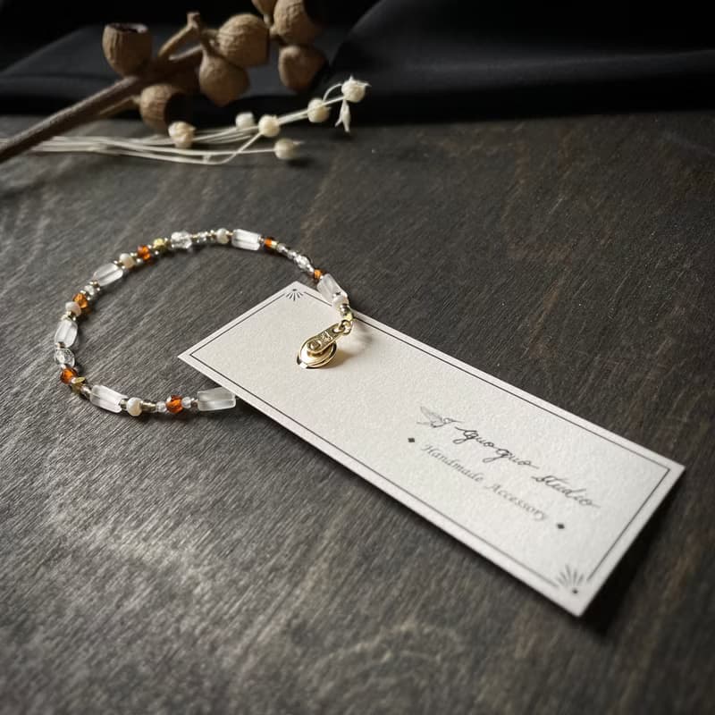 琥珀蜜糖色 琉璃礦石手鍊