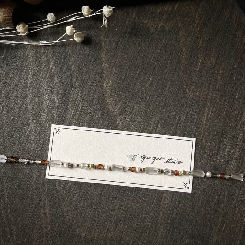 琥珀蜜糖色 琉璃礦石手鍊