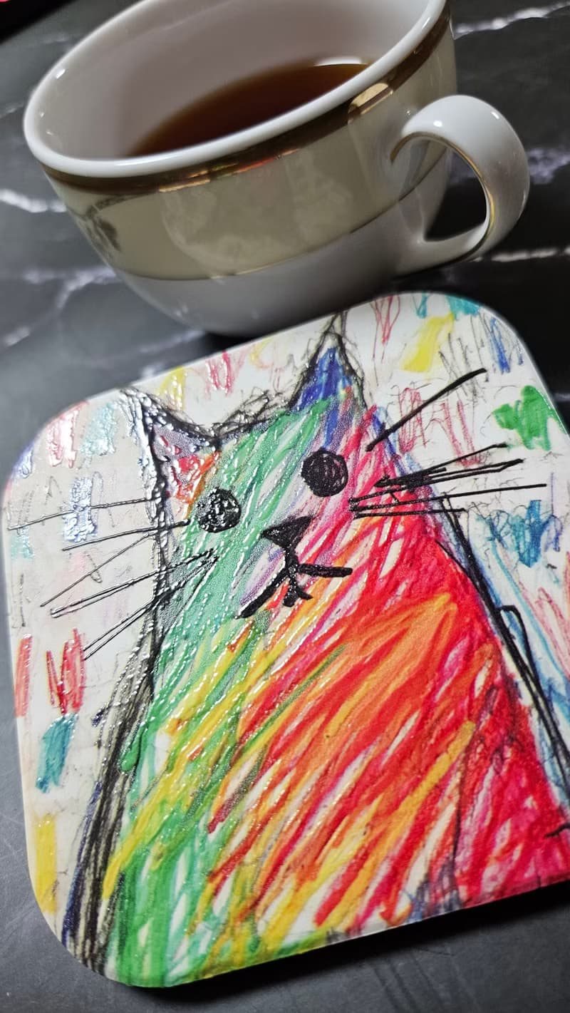 塗鴉貓-陶瓷杯墊-動物奇幻系列