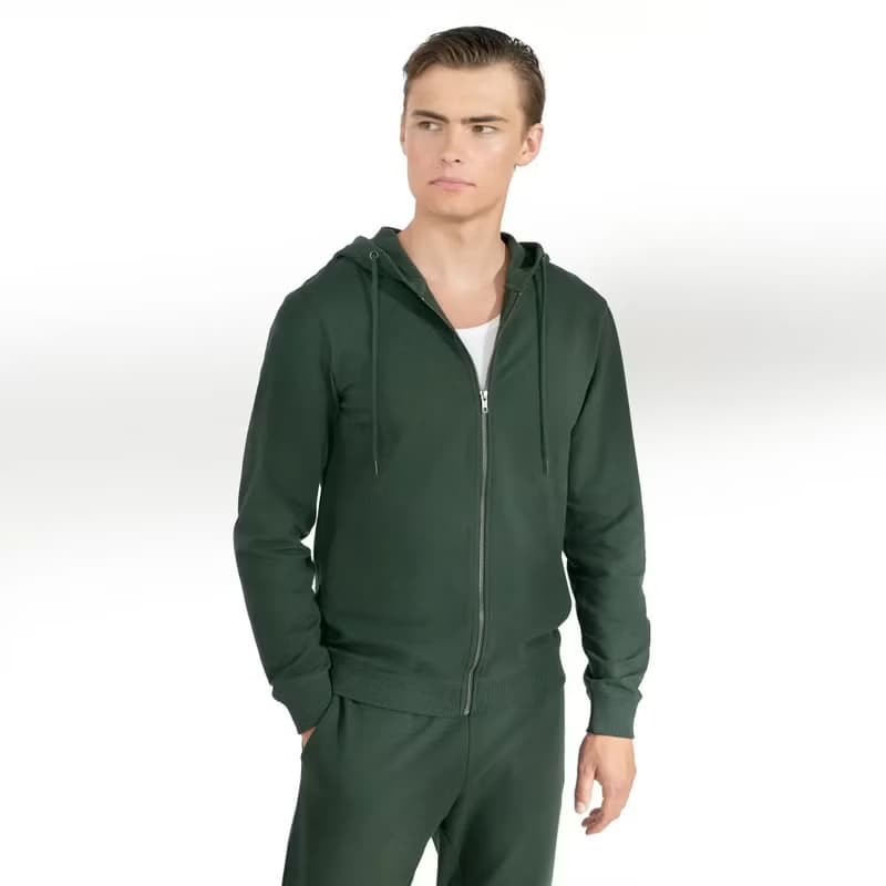 北歐極簡 - Zip Hoodie 經典拉鍊連帽外套 -森林綠