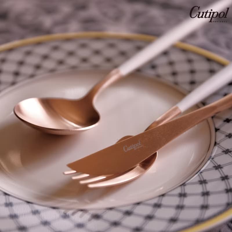 葡萄牙Cutipol GOA系列白玫瑰金18.5cm點心叉