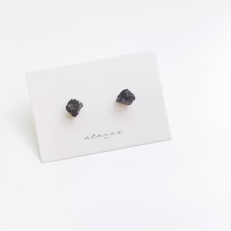 / 小金平 / 黑碧璽925純銀原石耳環