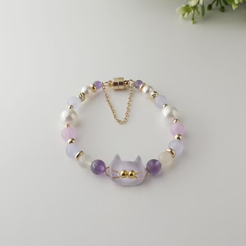 貓貓好朋友手鍊 | 素色淡紫