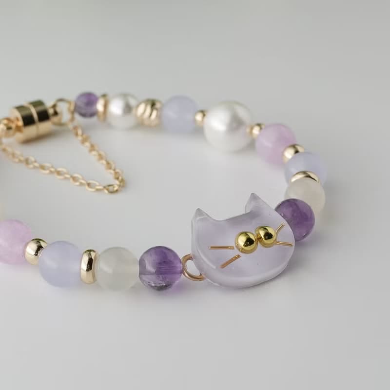 貓貓好朋友手鍊 | 素色淡紫