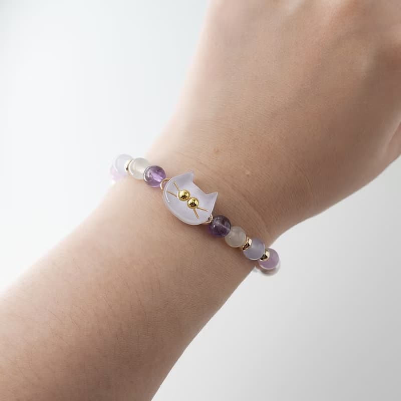 貓貓好朋友手鍊 | 素色淡紫