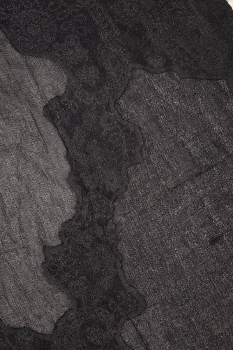 【精品禮盒】釘珠喀什米爾水煮羊毛刺繡圍巾披肩拼透紗純黑色蕾絲