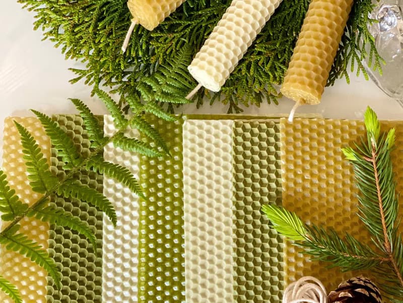 DIY beeswax candle set. Sheets of wax for making 14 rolled pillars of candles.
