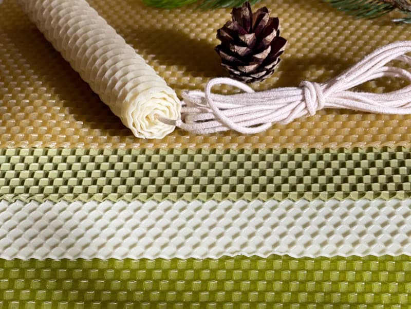 DIY beeswax candle set. Sheets of wax for making 14 rolled pillars of candles.