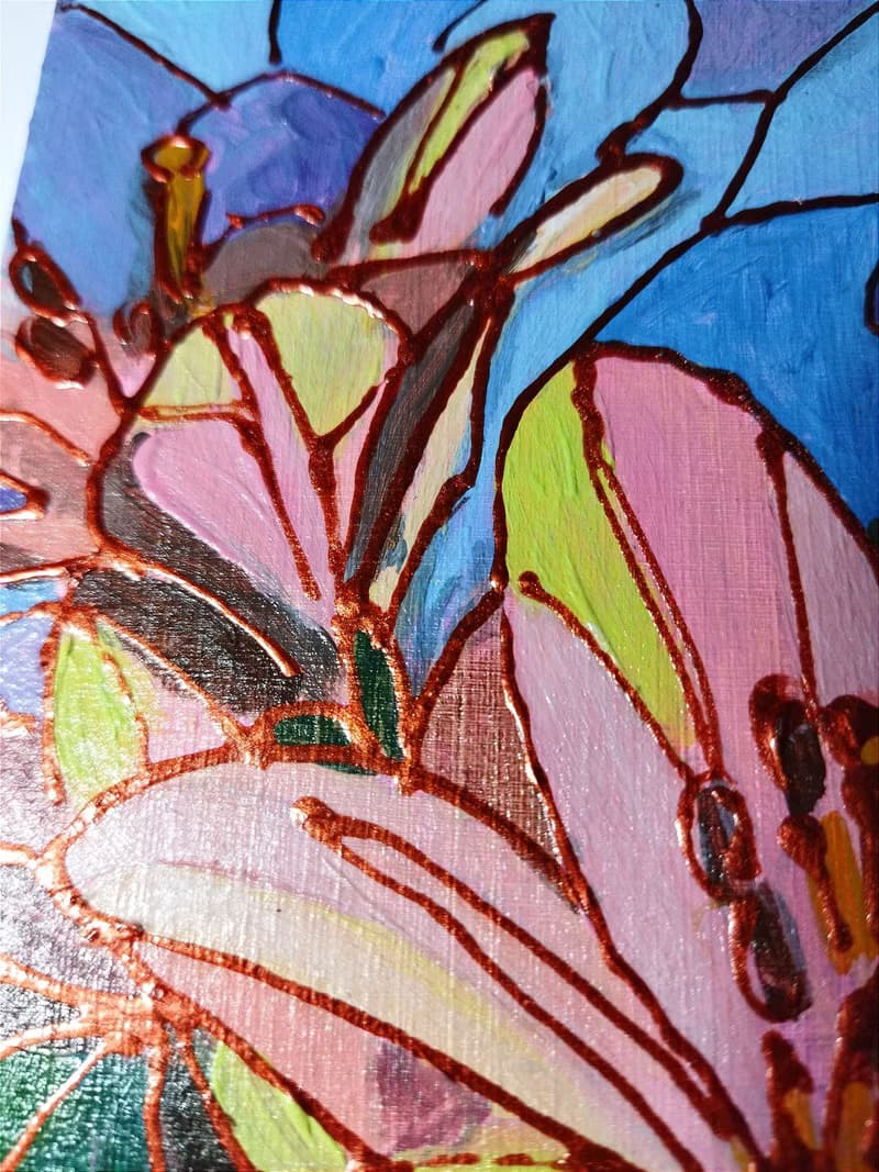 黄色百合花小油画