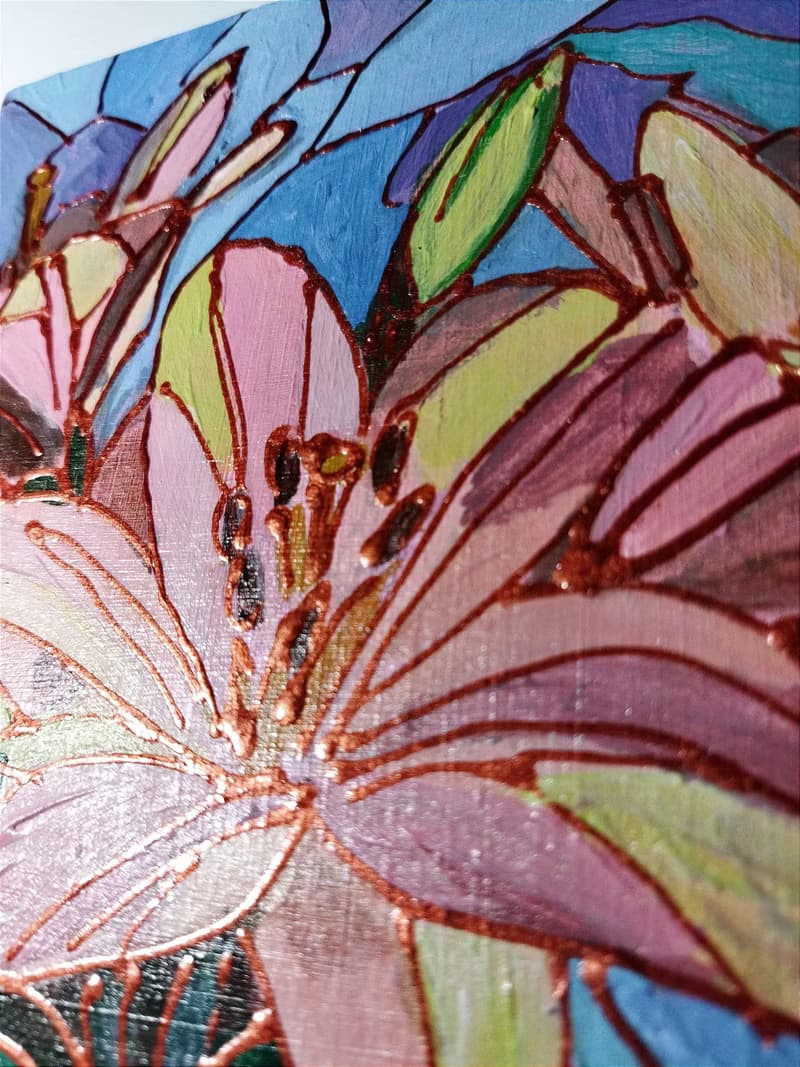 黄色百合花小油画