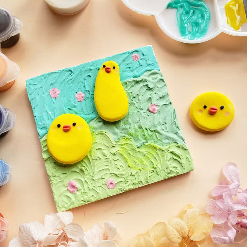 療癒的小雞擴香石畫DIY材料包