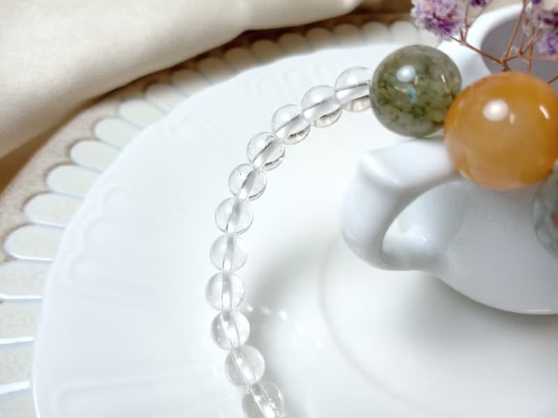 手鍊 珠串設計 綠髮晶+兔毛晶+白水晶