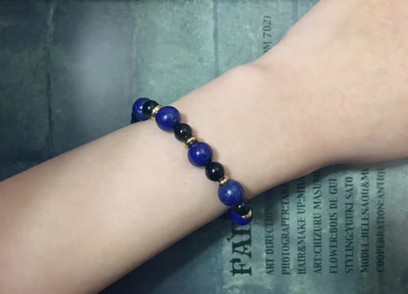 【靛青風華】青金石 黑曜石 黃銅 手鍊