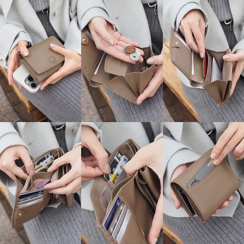 Stella (Peanut) : Short wallet, Leather wallet, folded wallet, soft cow leather