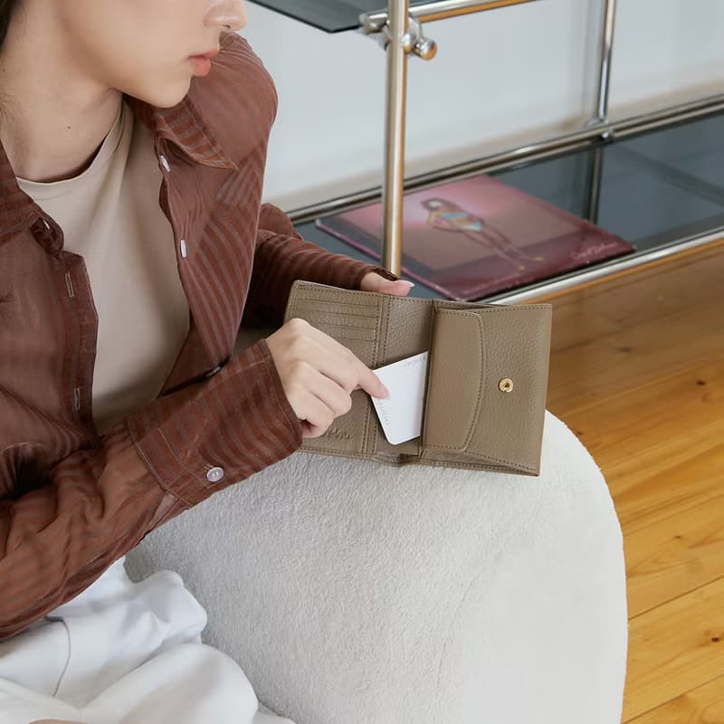 Stella (Peanut) : Short wallet, Leather wallet, folded wallet, soft cow leather