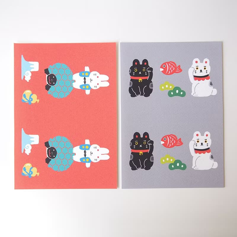 招き猫とうさ亀のレターセット