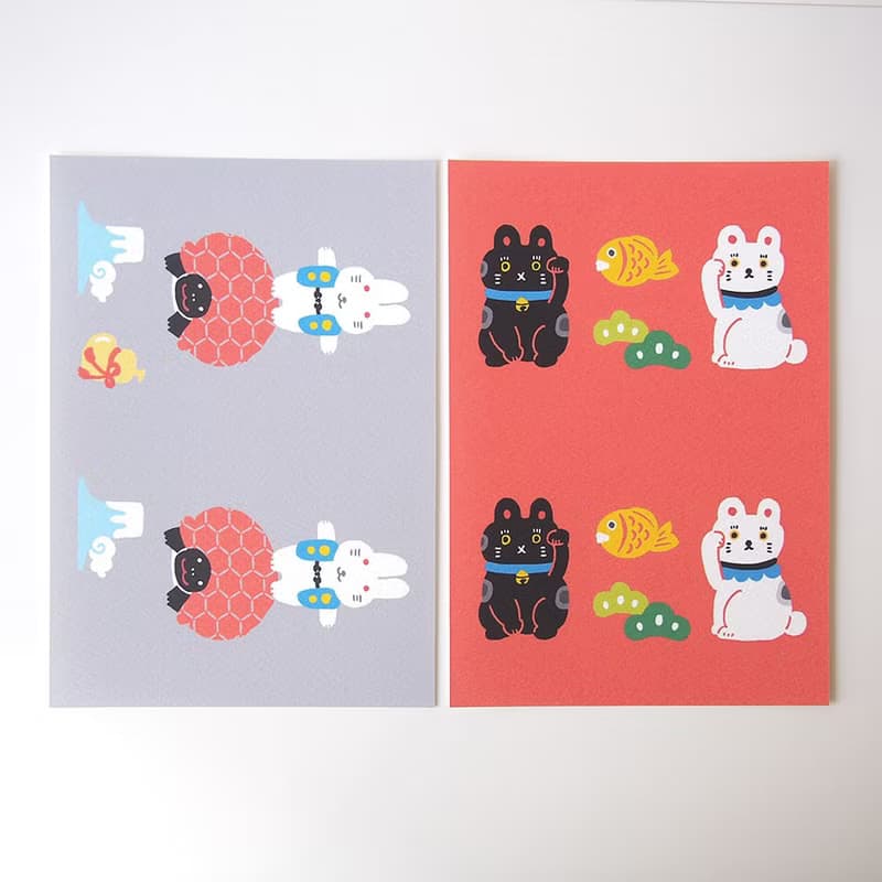 招き猫とうさ亀のレターセット