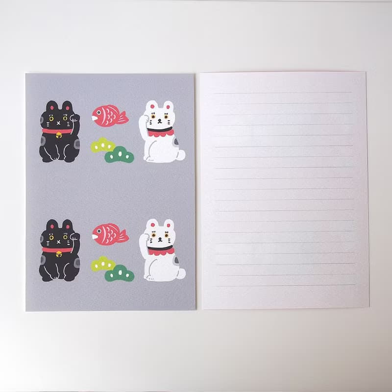 招き猫とうさ亀のレターセット