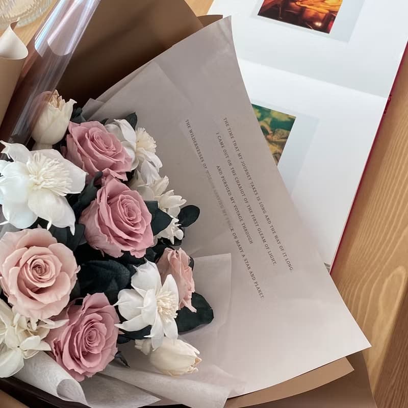 Flora Flower 乾燥永生花束—午後玫瑰拿鐵