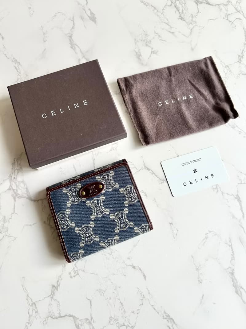 絕版古董包 Celine 牛仔藍凱旋門短夾 銀包 皮夾 中古包 二手包