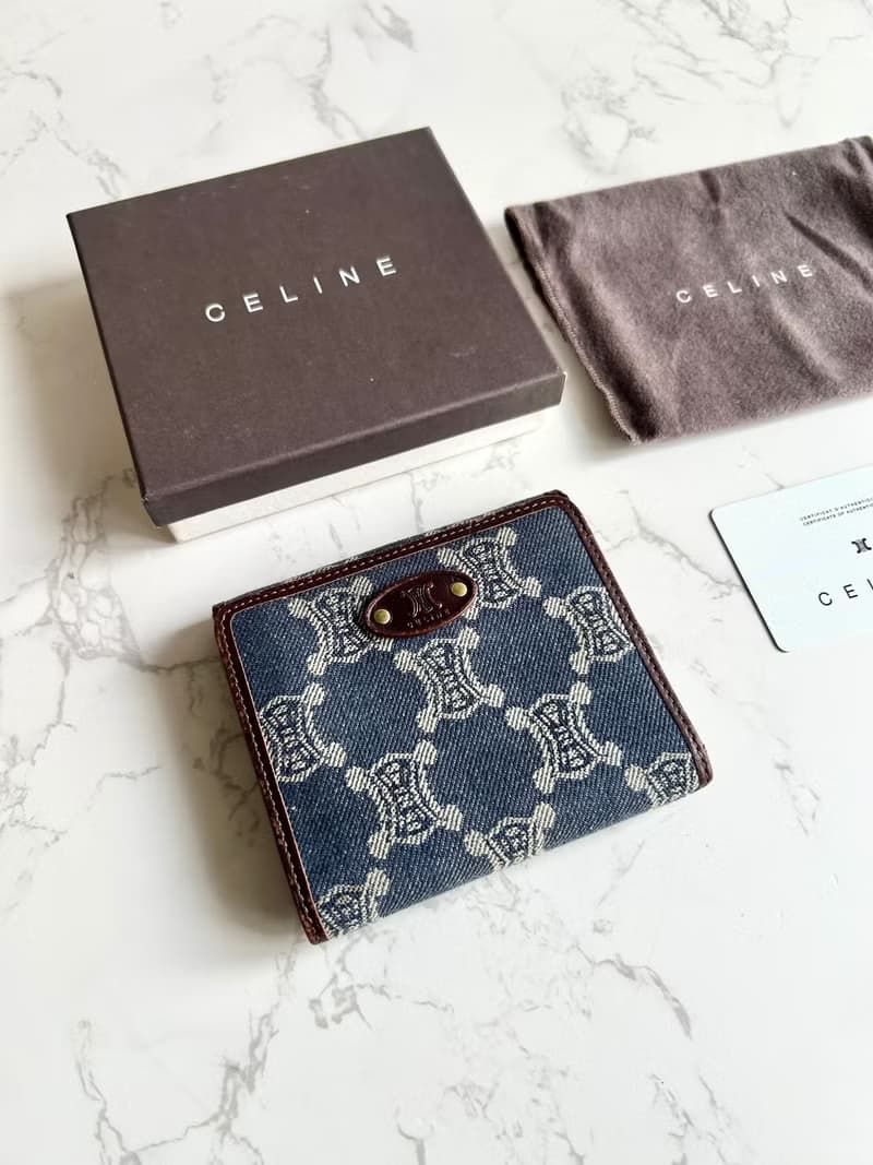 絕版古董包 Celine 牛仔藍凱旋門短夾 銀包 皮夾 中古包 二手包
