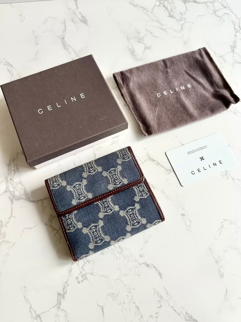 絕版古董包 Celine 牛仔藍凱旋門短夾 銀包 皮夾 中古包 二手包