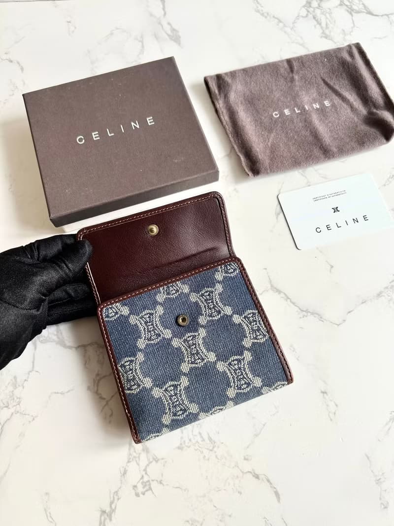 絕版古董包 Celine 牛仔藍凱旋門短夾 銀包 皮夾 中古包 二手包