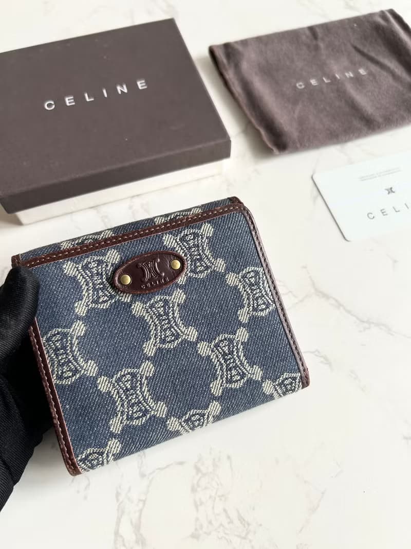 絕版古董包 Celine 牛仔藍凱旋門短夾 銀包 皮夾 中古包 二手包