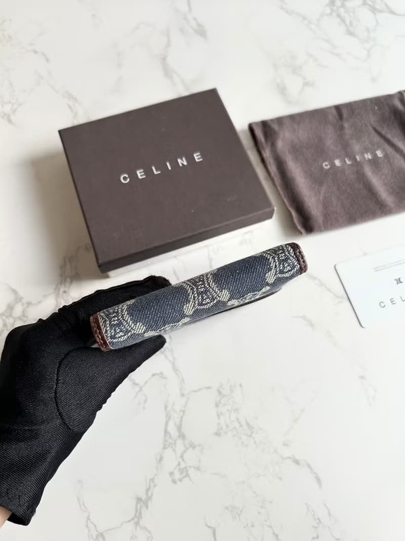 絕版古董包 Celine 牛仔藍凱旋門短夾 銀包 皮夾 中古包 二手包