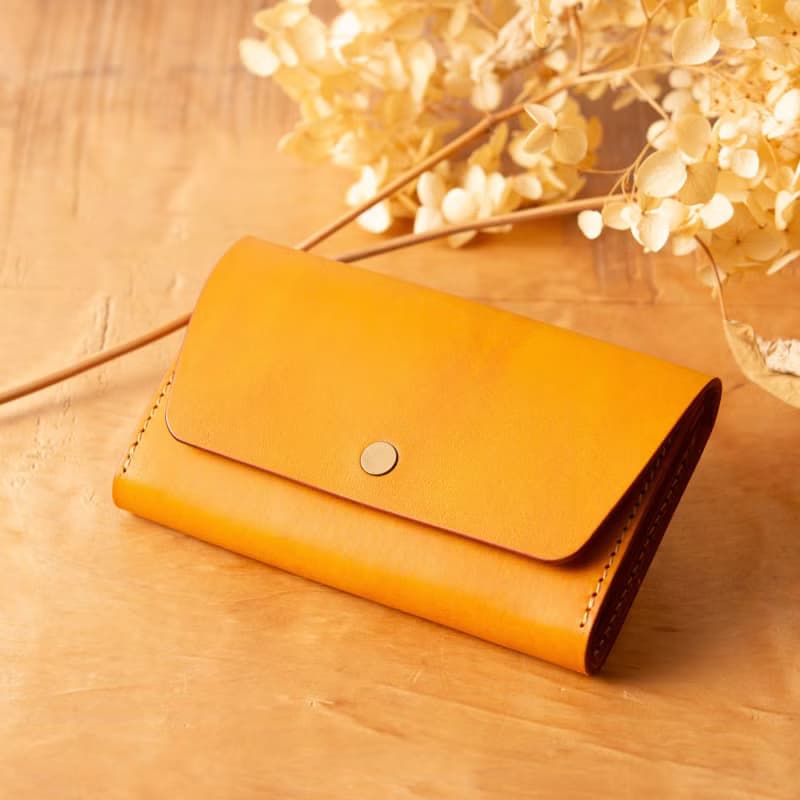 シンプルなマチつきカードケース 名刺入れ　Patan-card マチつき #Yellow【入学祝】【就職祝】【カスタム可能なギフト】