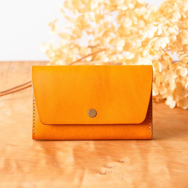 シンプルなマチつきカードケース 名刺入れ　Patan-card マチつき #Yellow【入学祝】【就職祝】【カスタム可能なギフト】