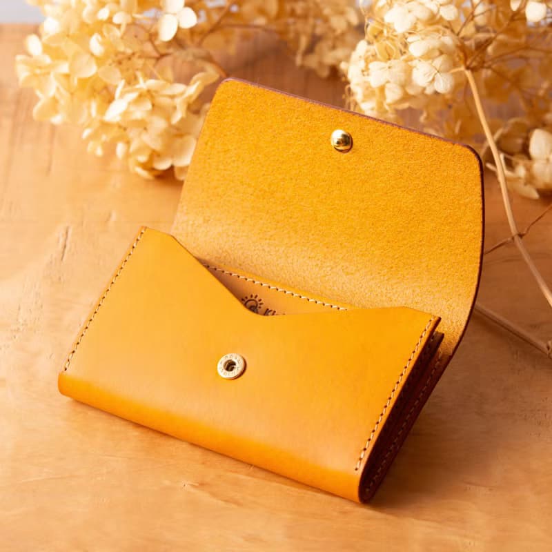 シンプルなマチつきカードケース 名刺入れ　Patan-card マチつき #Yellow【入学祝】【就職祝】【カスタム可能なギフト】