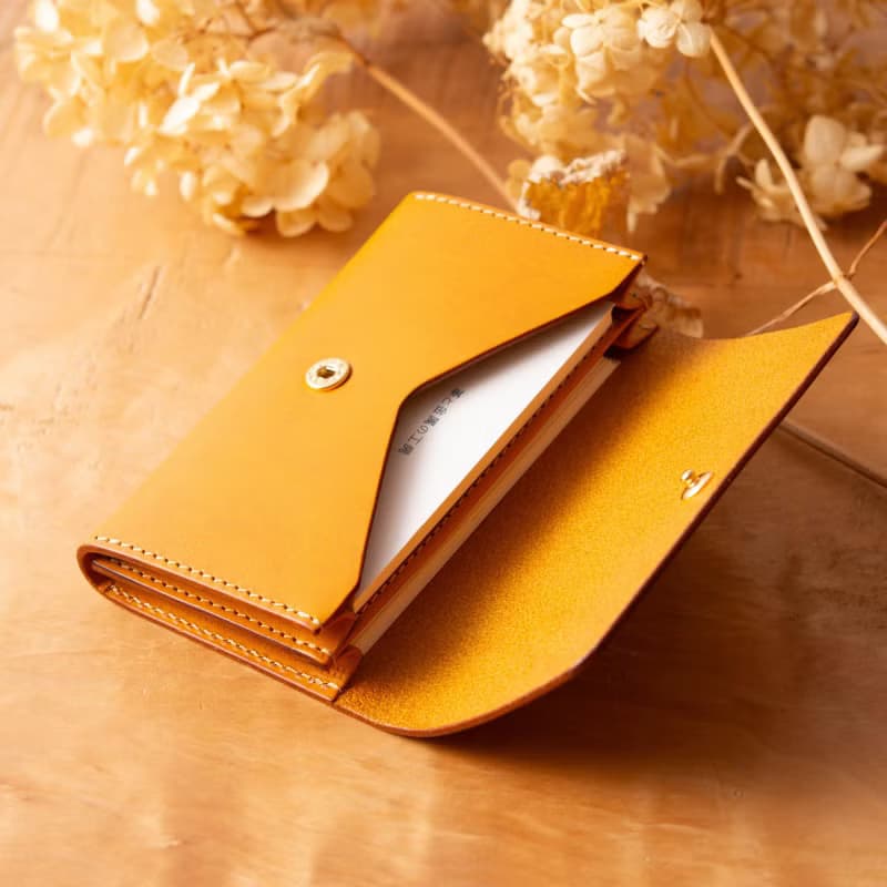 シンプルなマチつきカードケース 名刺入れ　Patan-card マチつき #Yellow【入学祝】【就職祝】【カスタム可能なギフト】