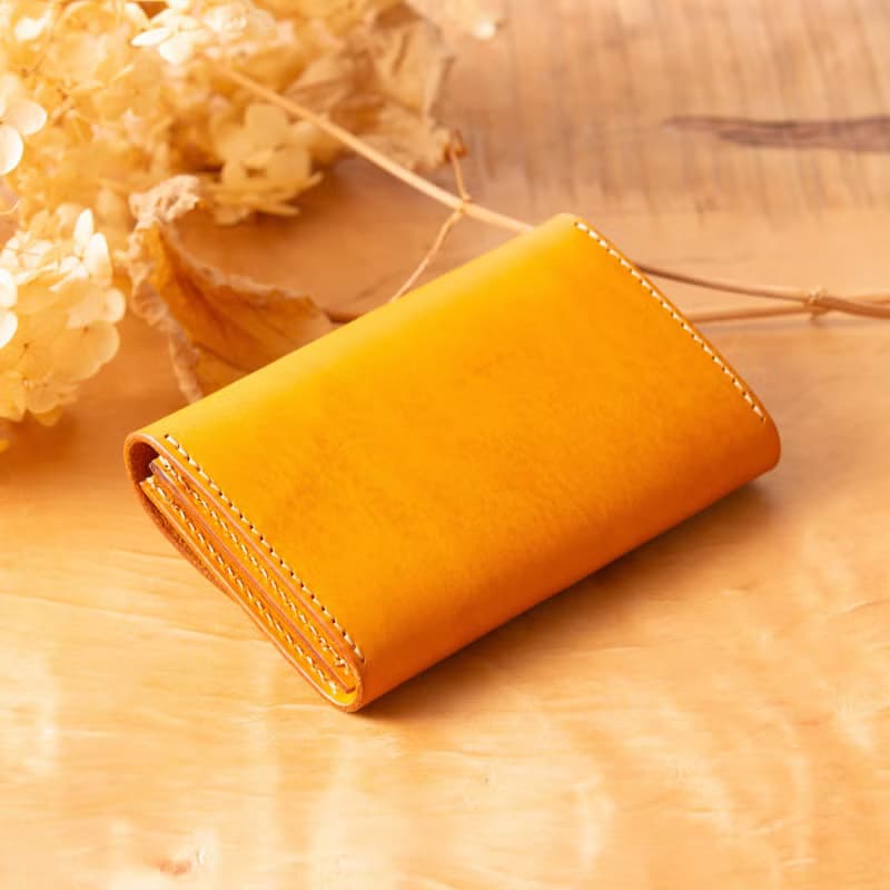 シンプルなマチつきカードケース 名刺入れ　Patan-card マチつき #Yellow【入学祝】【就職祝】【カスタム可能なギフト】