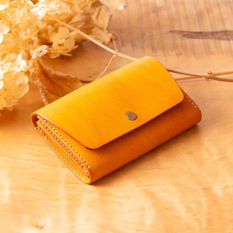シンプルなマチつきカードケース 名刺入れ　Patan-card マチつき #Yellow【入学祝】【就職祝】【カスタム可能なギフト】