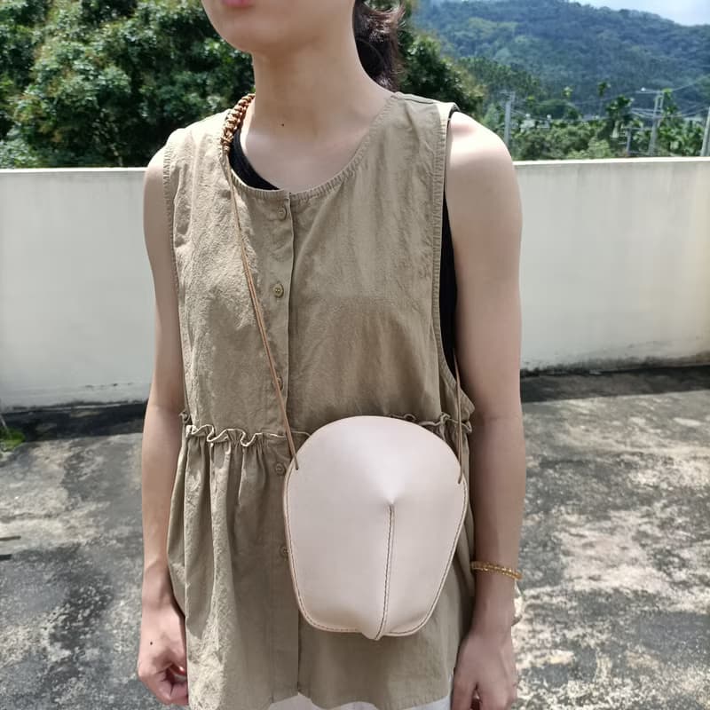 植鞣革幸運貝殼小肩包